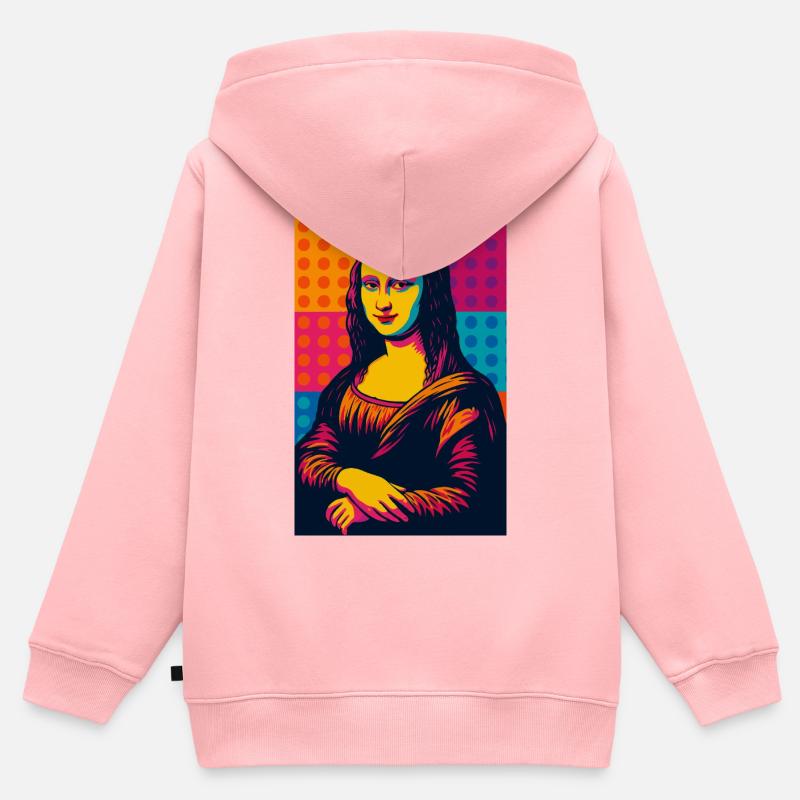 Mona Lisa Pop Art - Sweat Premium à capuche zippé enfant bio - rose