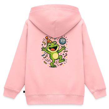 Party-Frosch - Kinder Premium Organic Zip Hoodie - Rosa - Hinten - AI Model Kid Female (0cm)