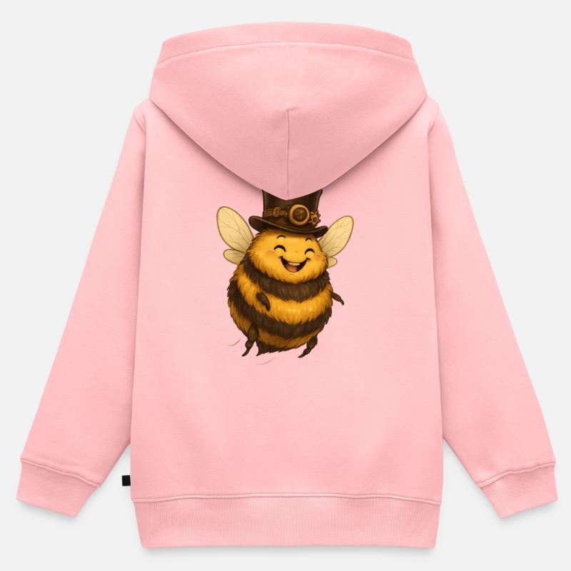Promenade de bourdon - Sweat Premium à capuche zippé enfant bio - rose