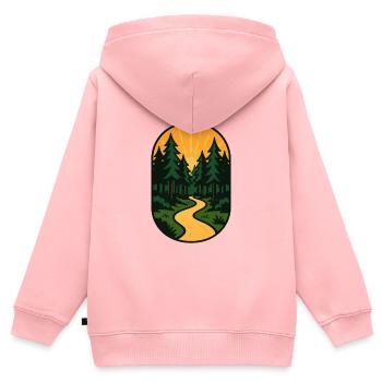 Flucht auf dem Waldweg - Kinder Premium Organic Zip Hoodie - Rosa - Hinten - AI Model Kid Female (0cm)