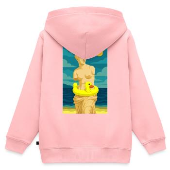 Die Venus (am Strand) - Kinder Premium Organic Zip Hoodie - Rosa - Hinten - AI Model Kid Female (0cm)