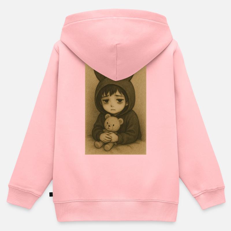 « Riku » - Sweat Premium à capuche zippé enfant bio - rose