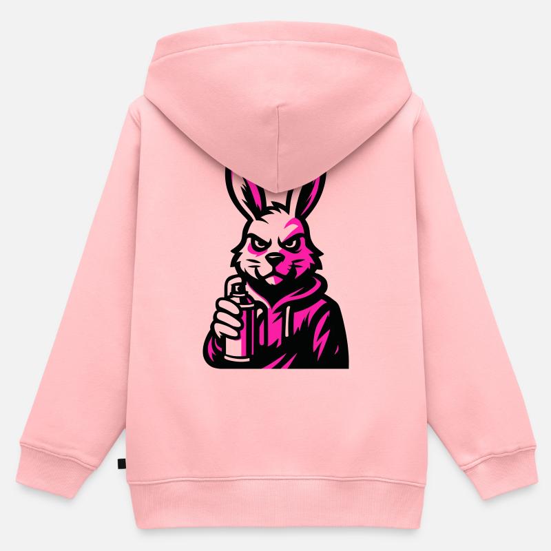 Griffe Lapin - Sweat Premium à capuche zippé enfant bio - rose