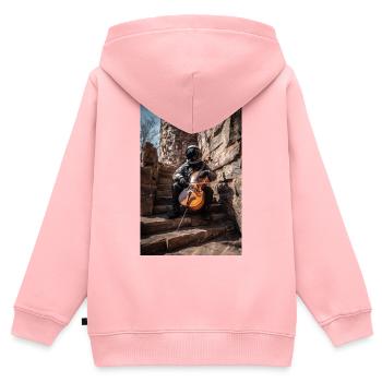 Astronaut spielt Cello auf Steinstufen - Kinder Premium Organic Zip Hoodie - Rosa - Hinten - AI Model Kid Female (0cm)