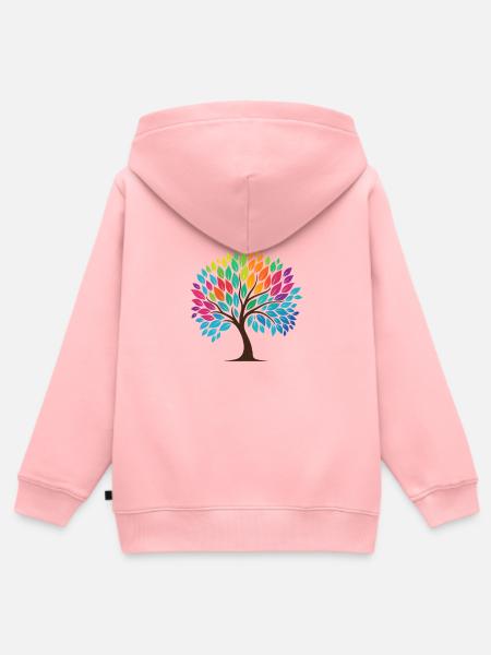 Lebensbaum im Regenbogendesign - Kinder Premium Organic Zip Hoodie - Rosa