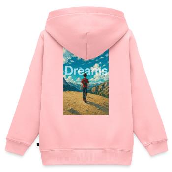 Träumer in den Bergen - Kinder Premium Organic Zip Hoodie - Rosa - Hinten - AI Model Kid Female (0cm)
