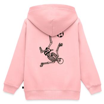 Skelett mit Fußball | Fallrückzieher - Kinder Premium Organic Zip Hoodie - Rosa - Hinten - AI Model Kid Female (0cm)