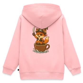 Fuchs Pirat mit Augenklappe und Schatzflagge - Kinder Premium Organic Zip Hoodie - Rosa - Hinten - AI Model Kid Female (0cm)