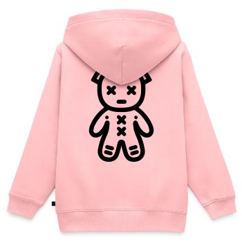 Poupée Vaudou - Sweat Premium à capuche zippé enfant bio - rose - Dos - AI Model Kid Female (0cm)
