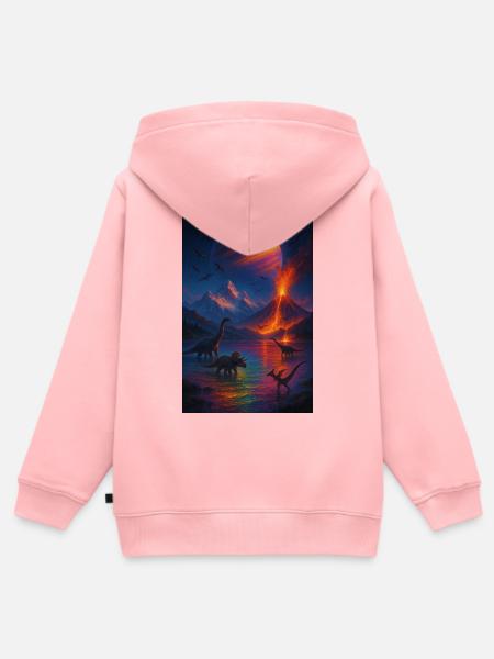 Dinosaurier Vulkan Fantasy Universum - Kinder Premium Organic Zip Hoodie - Rosa