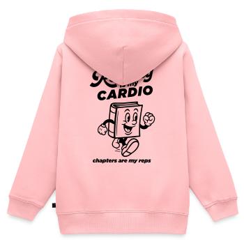 Lesen ist mein Cardio - Kinder Premium Organic Zip Hoodie - Rosa - Hinten - AI Model Kid Female (0cm)