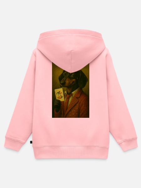 Dackel im Sternenanzug mit Jokerkarte - Kinder Premium Organic Zip Hoodie - Rosa