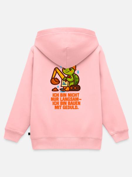 Ich_bin_nicht_nur_Langsam_Ich_bin_Bauen_mit_ged - Kinder Premium Organic Zip Hoodie - Rosa