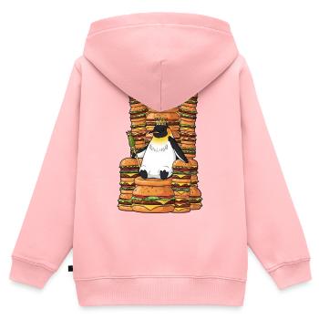 Lustiger Pinguin Burger König im Cartoon Stil - Kinder Premium Organic Zip Hoodie - Rosa - Hinten - AI Model Kid Female (0cm)