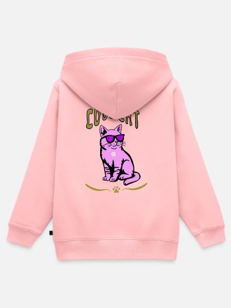 Style de lunettes de soleil chat rose - Sweat Premium à capuche zippé enfant bio - rose