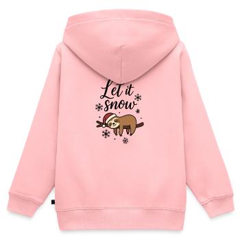 Peluche paresseux Let it Snow Motif de Noël - Sweat Premium à capuche zippé enfant bio - rose - Dos - AI Model Kid Female (0cm)