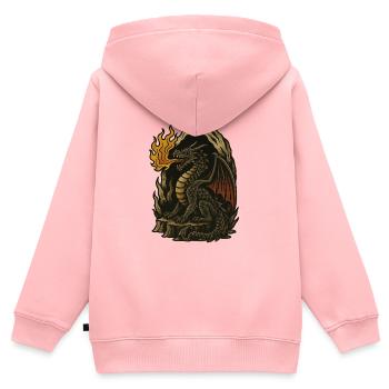 Flammender Drache - Kinder Premium Organic Zip Hoodie - Rosa - Hinten - AI Model Kid Female (0cm)