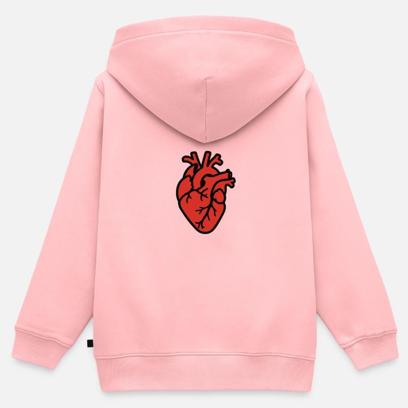 cuore_anatomico - Sweat Premium à capuche zippé enfant bio - rose