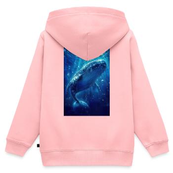 Illustration of a whale - Sweat Premium à capuche zippé enfant bio - rose - Dos - AI Model Kid Female (0cm)