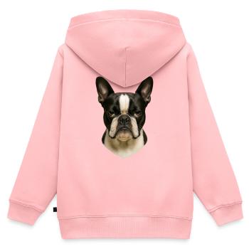 Französische Bulldogge Porträt | Bostonterrier - Kinder Premium Organic Zip Hoodie - Rosa - Hinten - AI Model Kid Female (0cm)