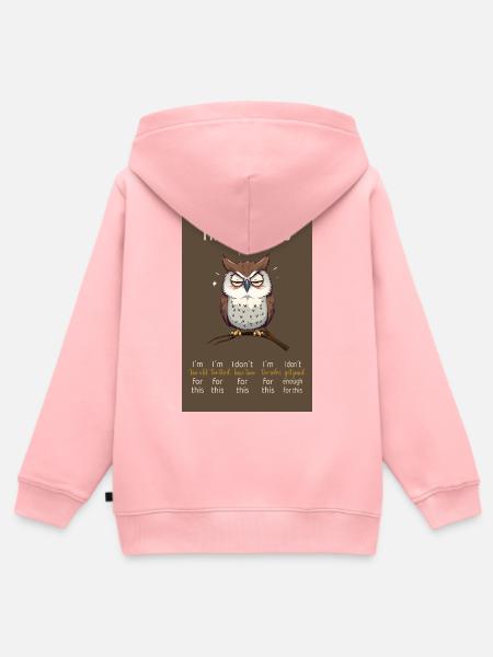 Grumpy Owl – I Have 5 Moods Funny Design - Kinder Premium Organic Zip Hoodie - Rosa