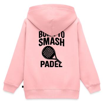 Born to Smash Padel – Kraftvolles Design - Kinder Premium Organic Zip Hoodie - Rosa - Hinten - AI Model Kid Female (0cm)