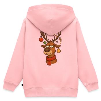 Hirsch Rudolph Joyeux Noël - Sweat Premium à capuche zippé enfant bio - rose - Dos - AI Model Kid Female (0cm)