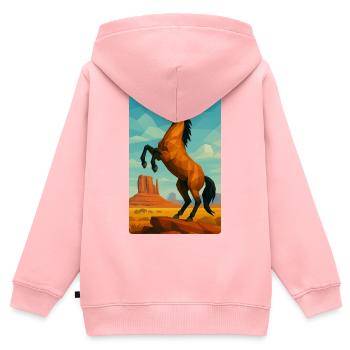 Polynature Wildpferd - Kinder Premium Organic Zip Hoodie - Rosa - Hinten - AI Model Kid Female (0cm)
