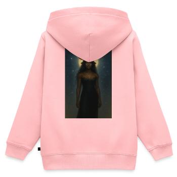 Mystische Horngöttin - Kinder Premium Organic Zip Hoodie - Rosa - Hinten - AI Model Kid Female (0cm)
