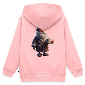 Grummeliger Winteropa mit Kaffeebecher Santa - Kinder Premium Organic Zip Hoodie - Rosa - Hinten - AI Model Kid Female (0cm)