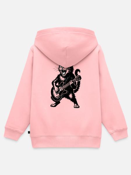 Wütige Katze mit E-Gitarre - Kinder Premium Organic Zip Hoodie - Rosa