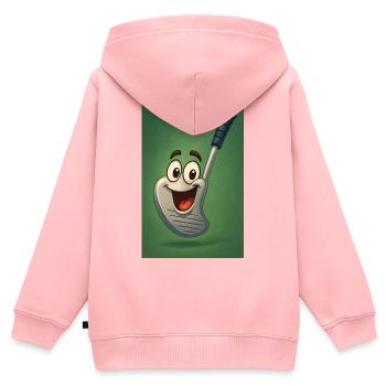 Glücklicher Golfschläger mit Gesicht - Kinder Premium Organic Zip Hoodie - Rosa - Hinten - AI Model Kid Female (0cm)