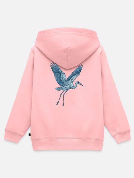 Blauer Storch | Geometrischer Blau Kranich - Kinder Premium Organic Zip Hoodie - Rosa