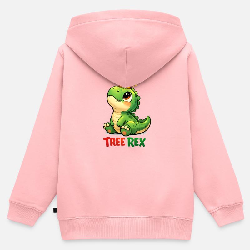 Tree Rex Dino T Rex - Sweat Premium à capuche zippé enfant bio - rose