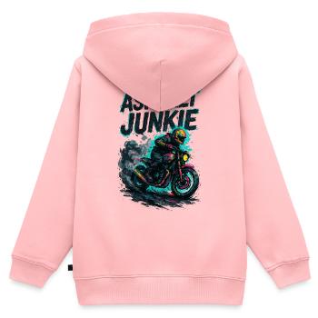 Asphalt Junkie – Motorrad - Kinder Premium Organic Zip Hoodie - Rosa - Hinten - AI Model Kid Female (0cm)