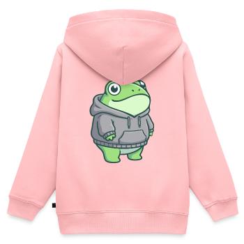 King Croak – Kawaii Frog Hoodie Streetwear - Kids Premium Organic Zip-up Hoodie - rose - Back - AI Model Kid Female (0cm)