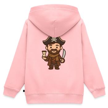 Piraten-Zeichentricksäbel und Sanduhr - Kinder Premium Organic Zip Hoodie - Rosa - Hinten - AI Model Kid Female (0cm)