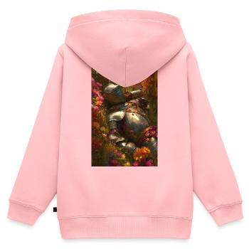 Blumenritter in Blühe - Kinder Premium Organic Zip Hoodie - Rosa - Hinten - AI Model Kid Female (0cm)