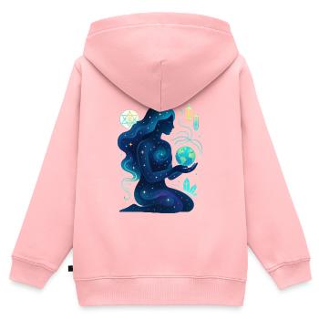 Gaïa cosmique - Mère Nature - Sweat Premium à capuche zippé enfant bio - rose - Dos - AI Model Kid Female (0cm)