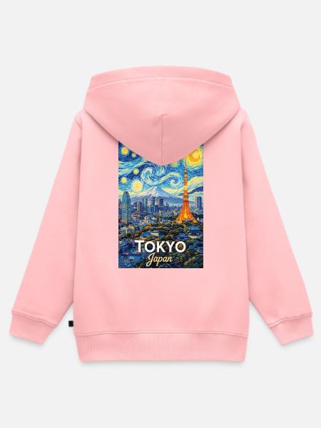 Tokyo Japan - Kinder Premium Organic Zip Hoodie - Rosa