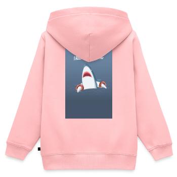 Je regrette tout ce que dit Drôle d’Hume de Requin - Sweat Premium à capuche zippé enfant bio - rose - Dos - AI Model Kid Female (0cm)