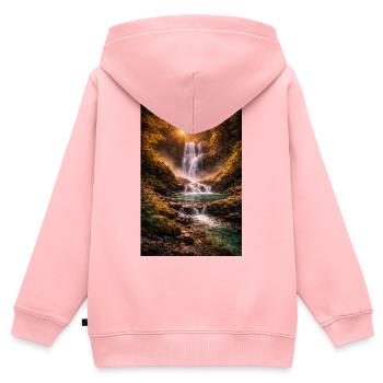 Waterfall in the evening sun - Kids Premium Organic Zip-up Hoodie - rose - Back - AI Model Kid Female (0cm)