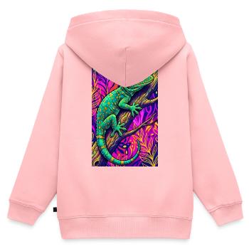 Gecko - Sweat Premium à capuche zippé enfant bio - rose - Dos - AI Model Kid Female (0cm)