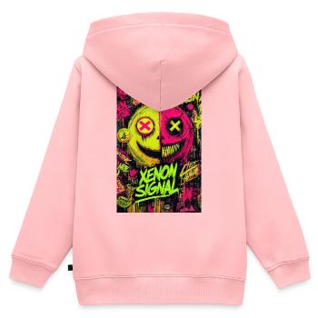 Xenon-Signal-Graffiti - Kinder Premium Organic Zip Hoodie - Rosa - Hinten - AI Model Kid Female (0cm)