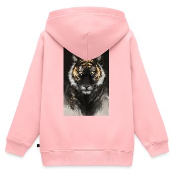 Tigre Braise d’Or - Sweat Premium à capuche zippé enfant bio - rose - Dos - AI Model Kid Female (0cm)
