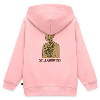 Toujours en croissance : silhouette de plante - Sweat Premium à capuche zippé enfant bio - rose - Dos - AI Model Kid Female (0cm)