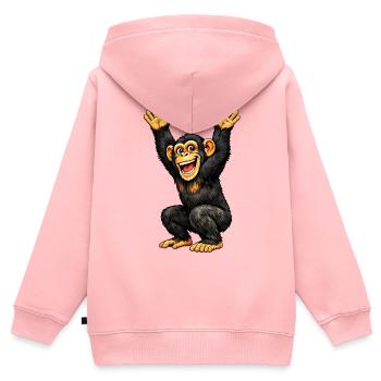 Affe - Kinder Premium Organic Zip Hoodie - Rosa - Hinten - AI Model Kid Female (0cm)