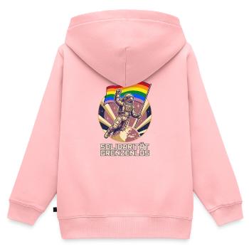 Solidarität Grenzenlos – Pride Kosmonaut - Kinder Premium Organic Zip Hoodie - Rosa - Hinten - AI Model Kid Female (0cm)