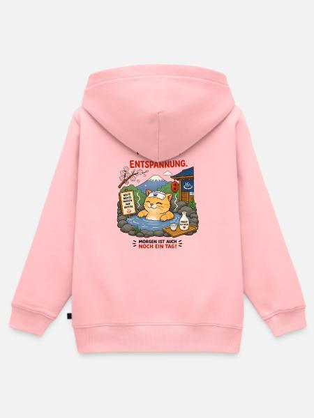 Katzen-Onsenruhe - Kinder Premium Organic Zip Hoodie - Rosa