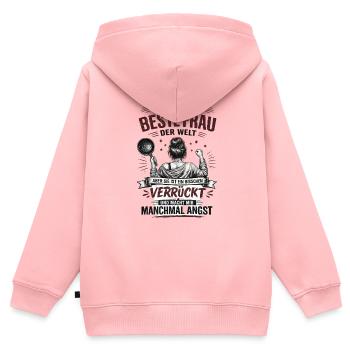 Beste Frau der Welt Verrückt Lustiges Geschenk - Kinder Premium Organic Zip Hoodie - Rosa - Hinten - AI Model Kid Female (0cm)